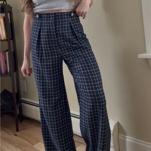 Miss Selfridge Blue and Yellow Checkered Pants